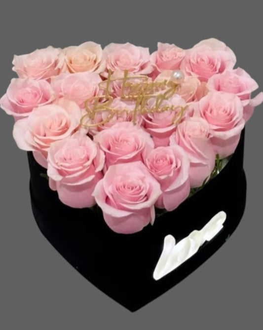 Pink Roses Velvet Heart