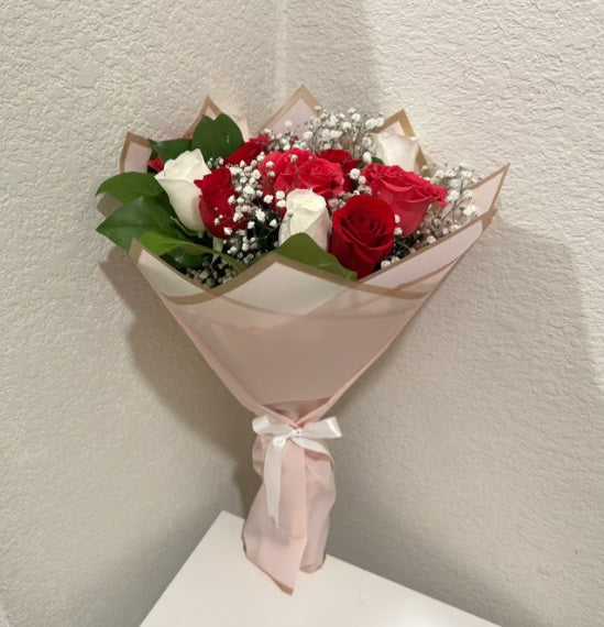 Pink, Red and White Roses