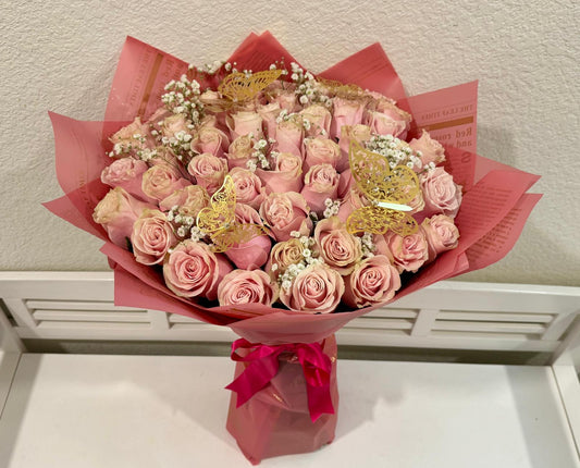 50 Pink Roses Bouquet