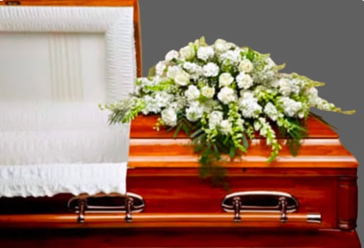 All White Casket Spray