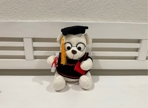 Graduation Bear White