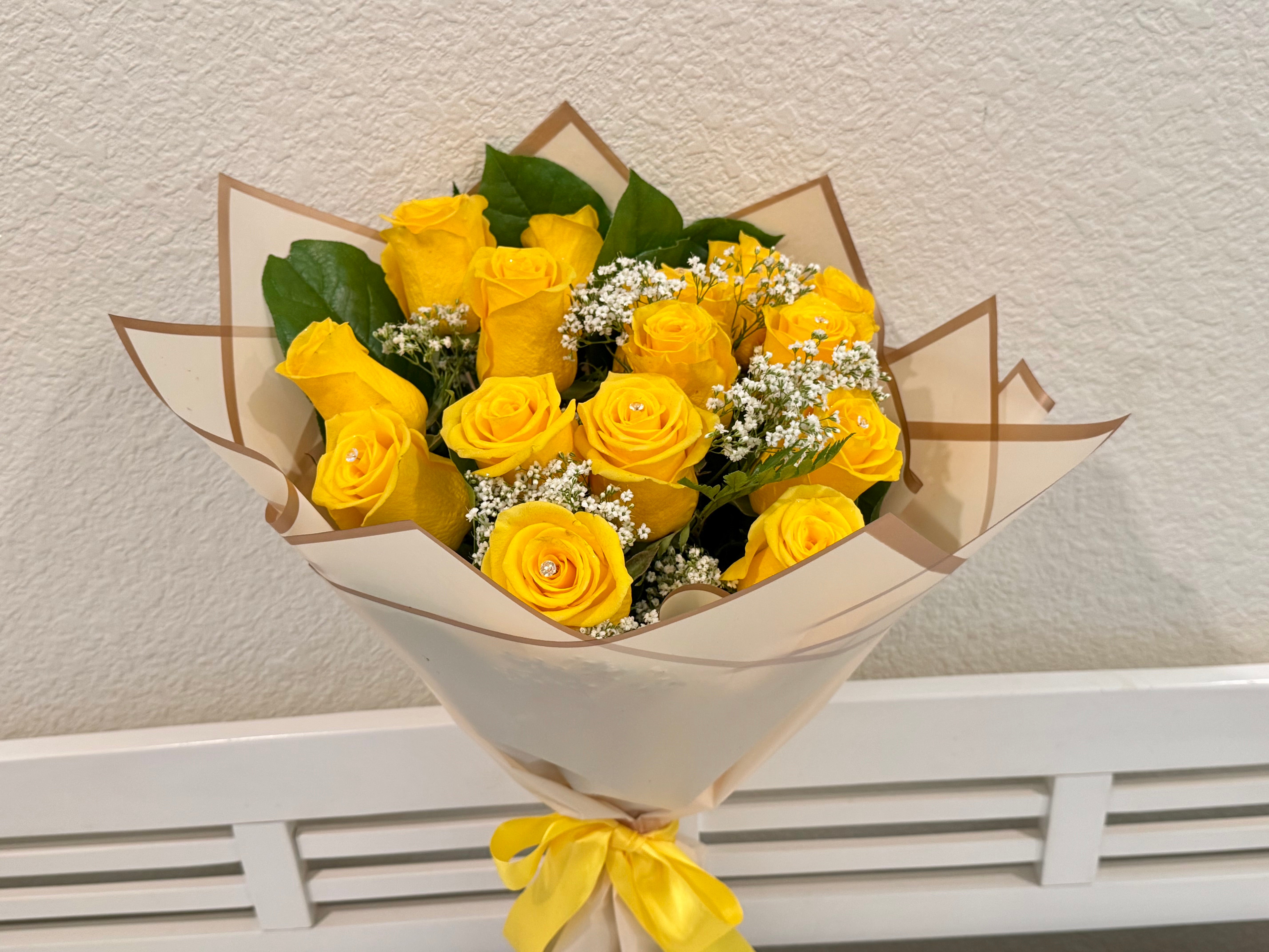 Yellow Roses Bouquet – Petals & Blooms