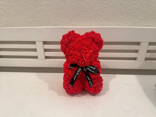 Red Rose Teddy Bear-Artificial Roses