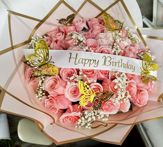 Happy Birthday Ribbon (White)