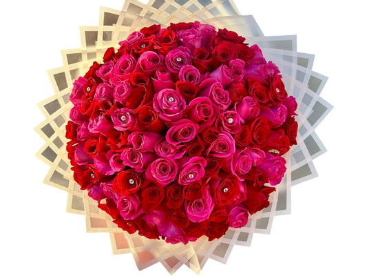 100 Roses Bouquet/ Pink & Red