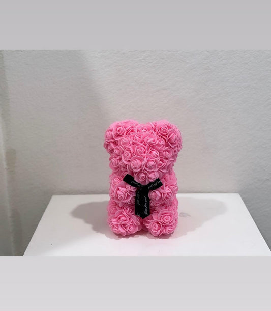 Pink Rose Teddy Bear-Artificial Roses